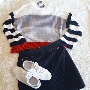 NWT Color Block Oversized Long Sleeve Knitted Sweater S